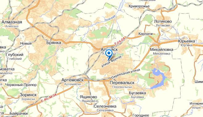 Алчевск на карте