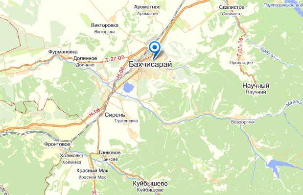 Бахчисарай на карте