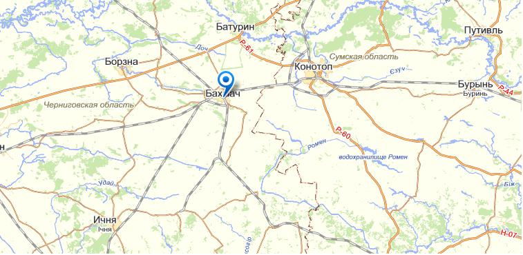 Бахмач на карте