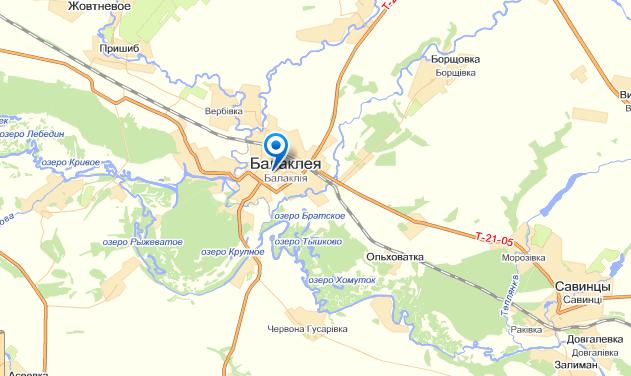 Балаклея на карте