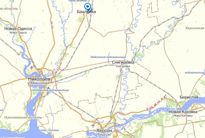 Баштанка на карте