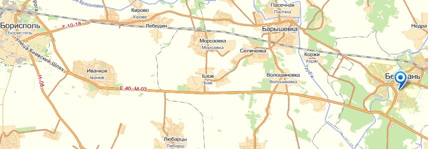 Березань на карте