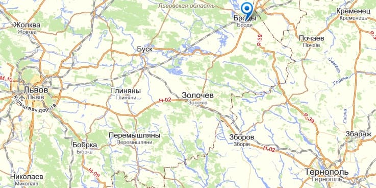 Броды на карте