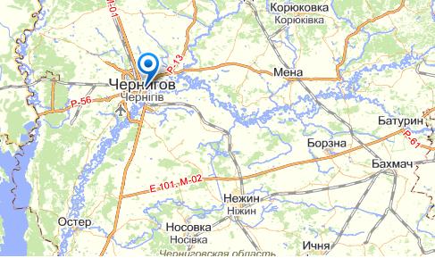 Чернигов на карте