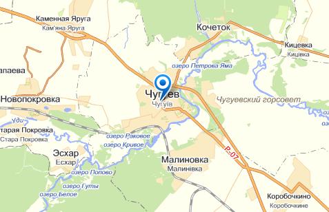 Чугуев на карте