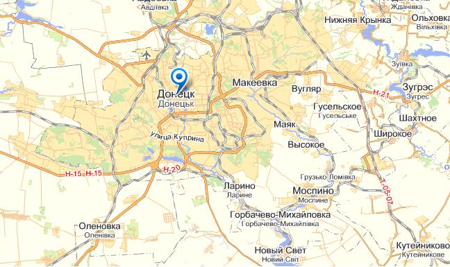 Донецк на карте