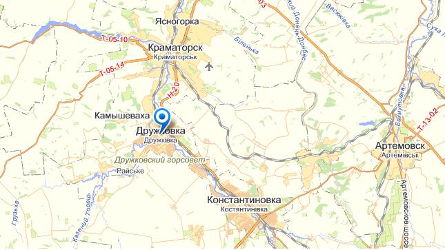 Дружковка на карте