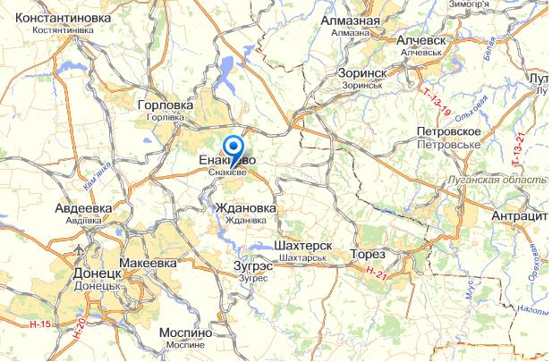Енакиево на карте