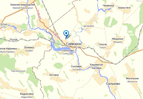 Гайворон на карте