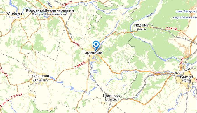 Городище на карте