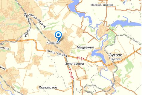 Харцызск на карте