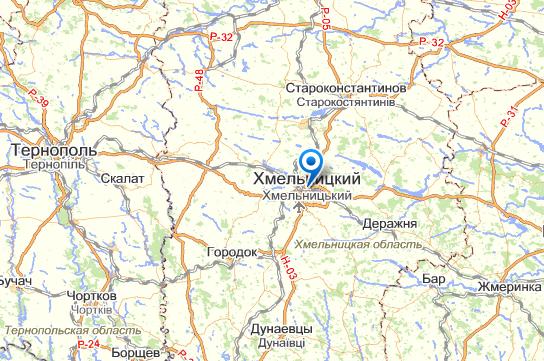 Хмельницкий на карте