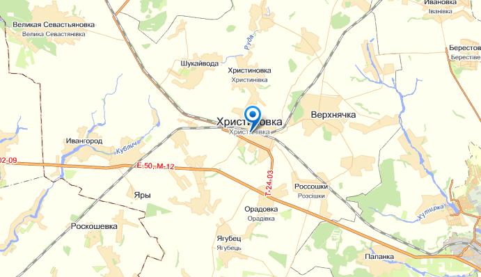 Христиновка на карте