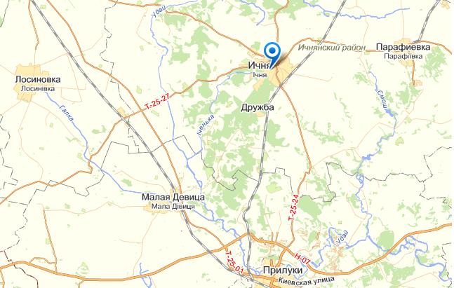 Ичня на карте