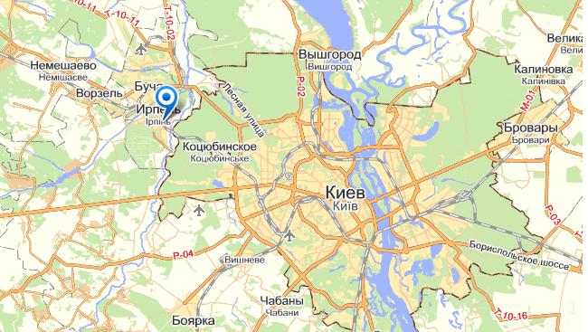 Ирпень на карте