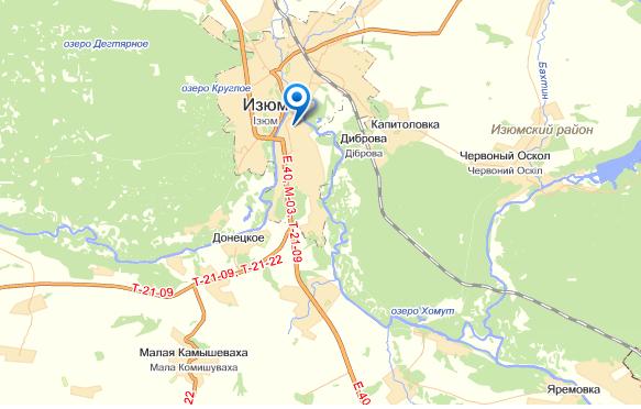 Изюм на карте