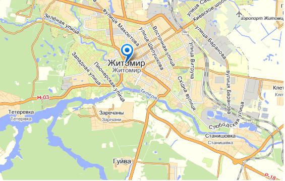 Житомир на карте