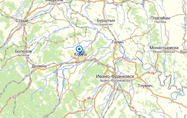 Калуш на карте