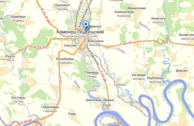 Каменец-Подольский на карте