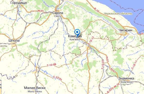 Каменка на карте