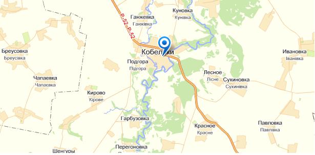 Кобеляки на карте