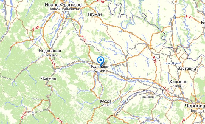 Коломыя на карте