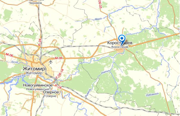 Коростышев на карте