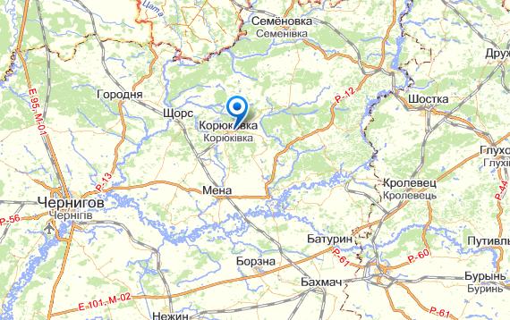 Корюковка на карте