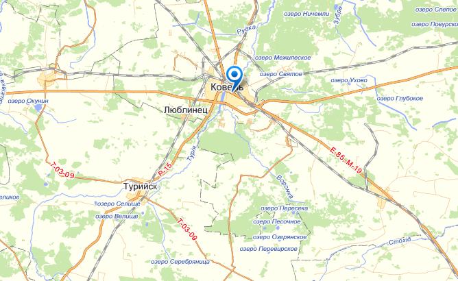 Ковель на карте