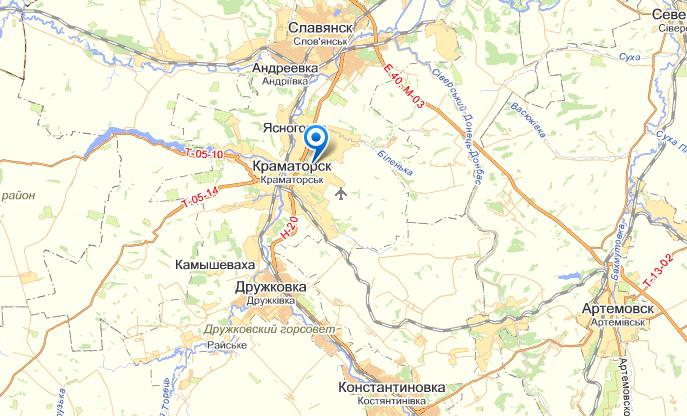 Краматорск на карте