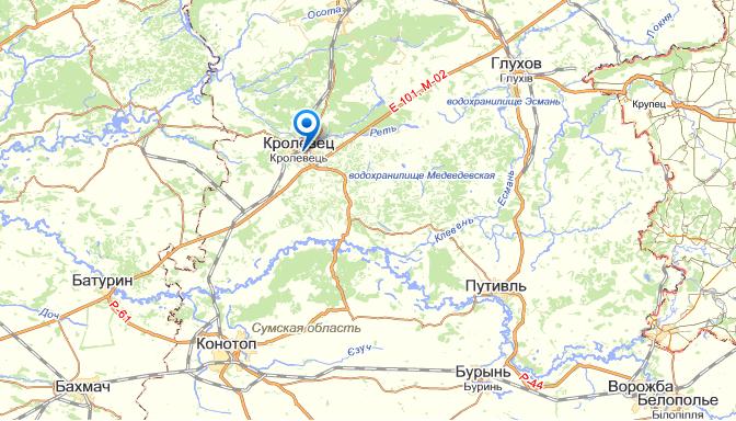 Кролевец на карте