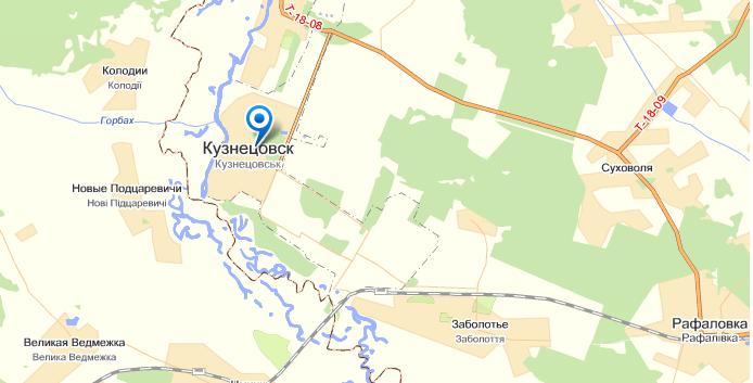 Кузнецовск на карте