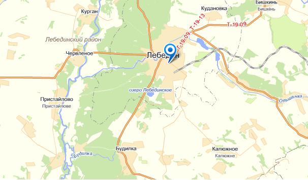 Лебедин на карте
