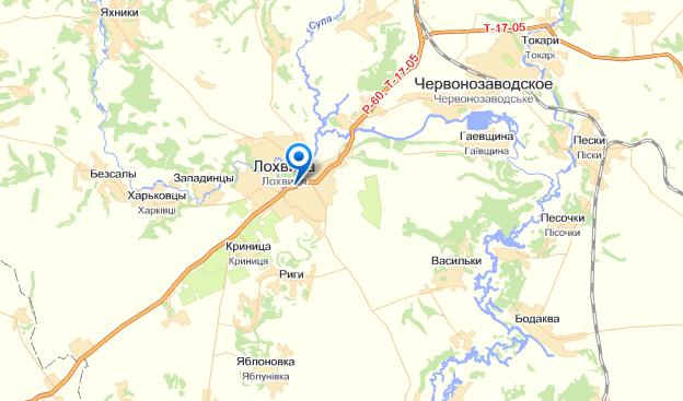 Лохвица на карте