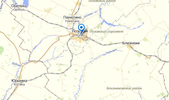 Лозовая на карте