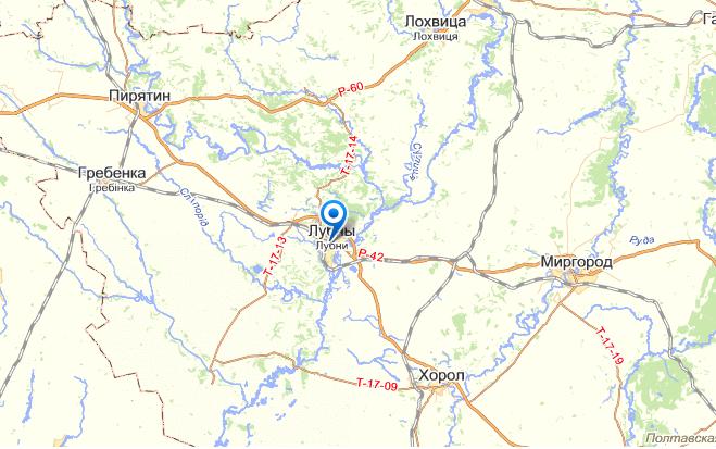 Лубны на карте