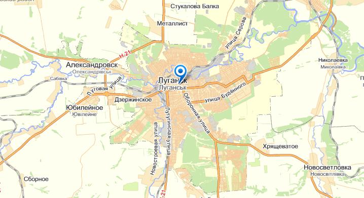 Луганск на карте
