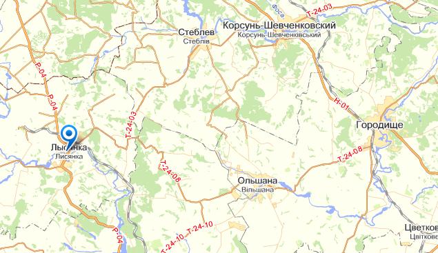 Лысянка на карте