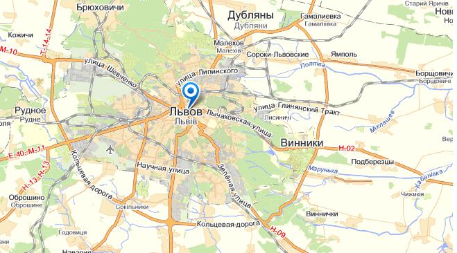 Львов на карте