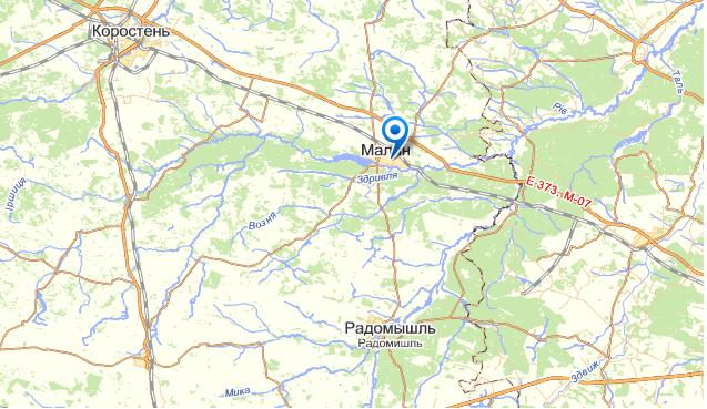 Малин на карте