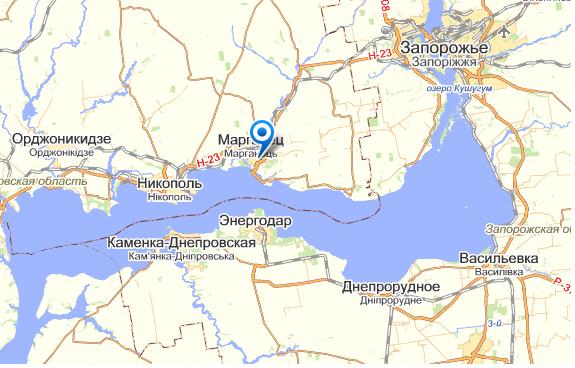 Марганец на карте