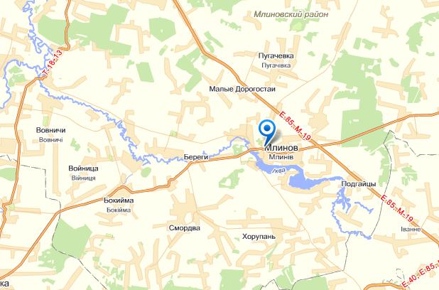 Млинов на карте