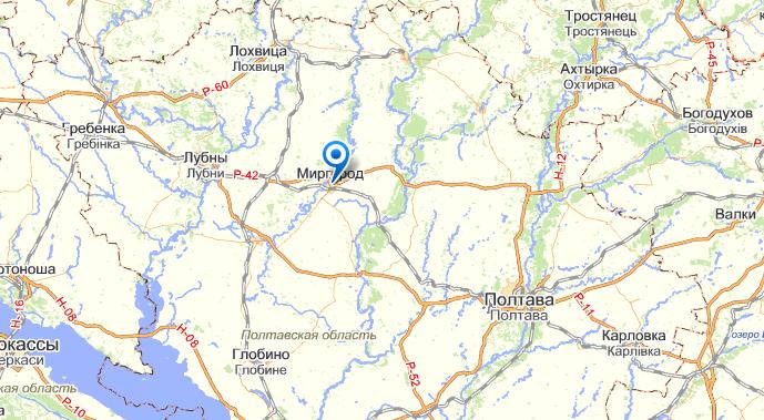 Миргород на карте