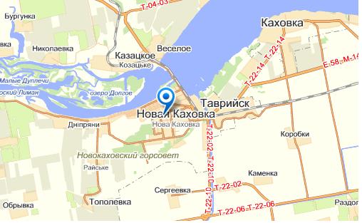Новая Каховка на карте