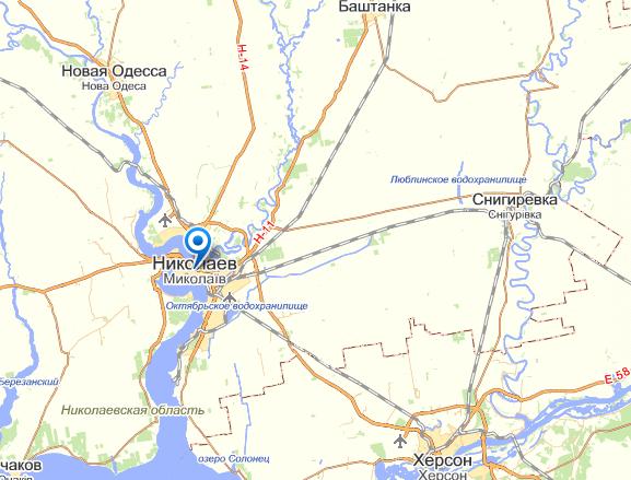 Николаев на карте