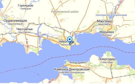 Никополь на карте
