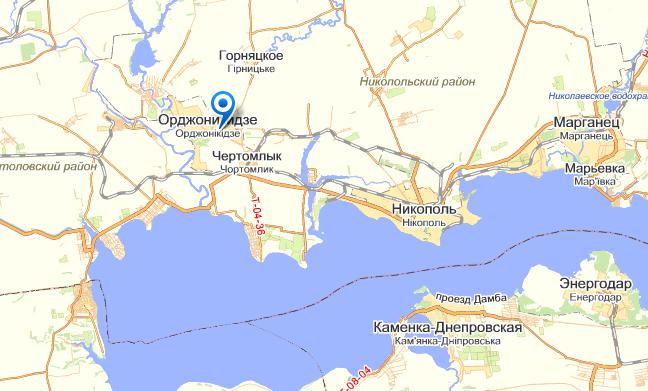 Орджоникидзе на карте