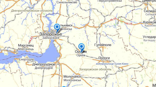 Орехов на карте