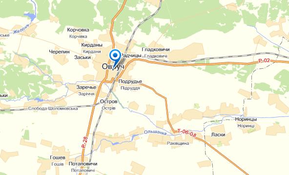 Овруч на карте