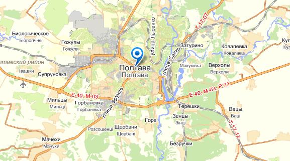 Полтава на карте